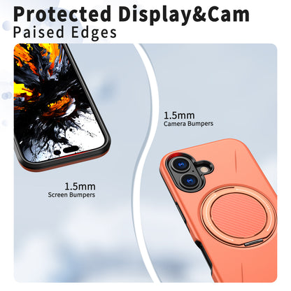 For iPhone 16 Magnetic Case Rotating Kickstand TPU + PC Phone Cover