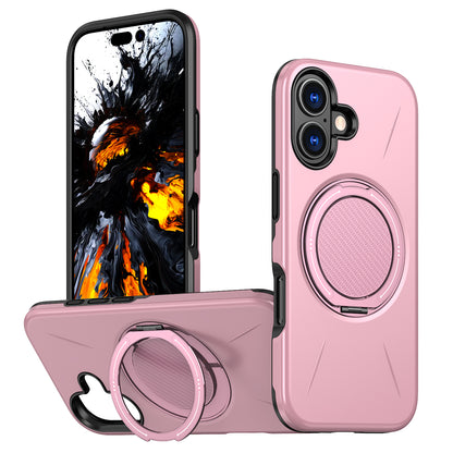 For iPhone 16 Magnetic Case Rotating Kickstand TPU + PC Phone Cover