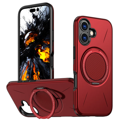 For iPhone 16 Magnetic Case Rotating Kickstand TPU + PC Phone Cover