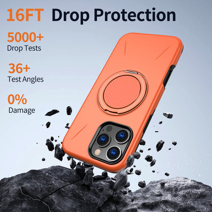 For iPhone 16 Pro Max Magnetic Case Rotating Kickstand TPU + PC Phone Cover