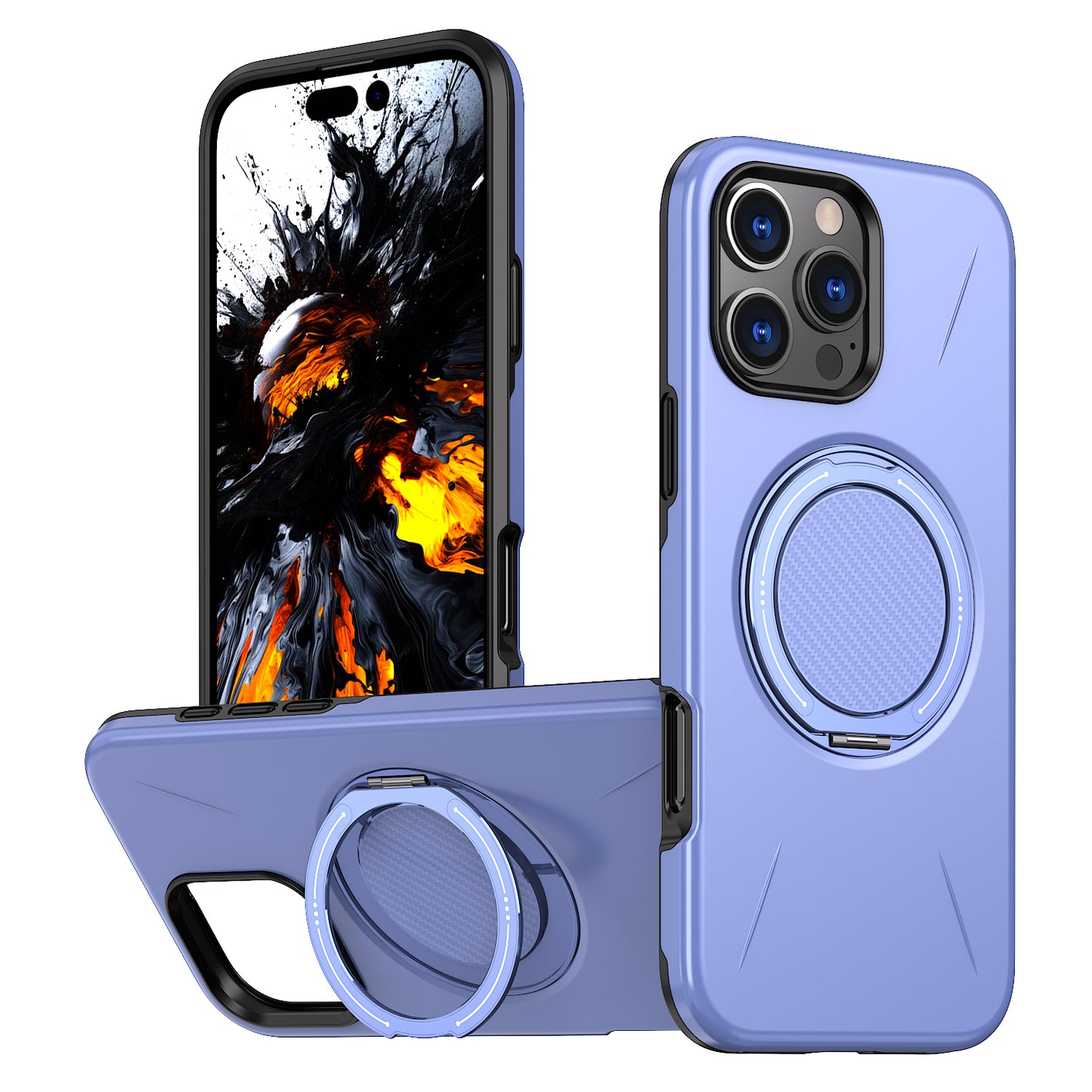 For iPhone 16 Pro Max Magnetic Case Rotating Kickstand TPU + PC Phone Cover