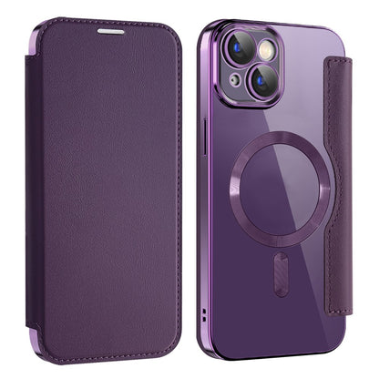 AMORUS For iPhone 14 Case Compatible with MagSafe RFID Blocking Card Holder Leather Phone Cover