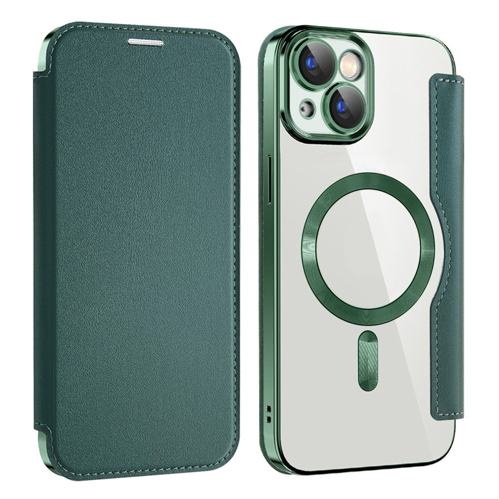 AMORUS For iPhone 14 Case Compatible with MagSafe RFID Blocking Card Holder Leather Phone Cover