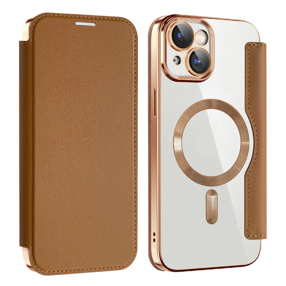 AMORUS For iPhone 14 Case Compatible with MagSafe RFID Blocking Card Holder Leather Phone Cover