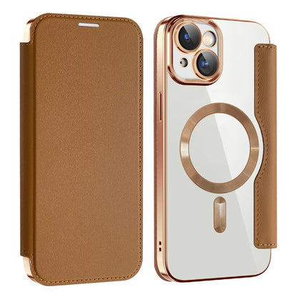 AMORUS For iPhone 14 Case Compatible with MagSafe RFID Blocking Card Holder Leather Phone Cover