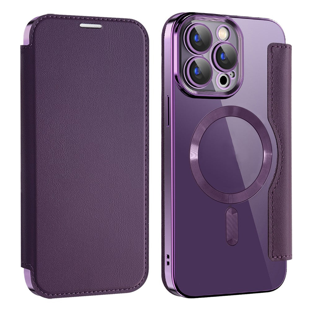AMORUS For iPhone 15 Pro Case Compatible with MagSafe RFID Blocking Card Holder Leather Phone Cover