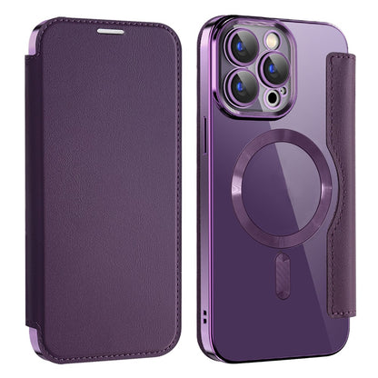 AMORUS For iPhone 15 Pro Case Compatible with MagSafe RFID Blocking Card Holder Leather Phone Cover