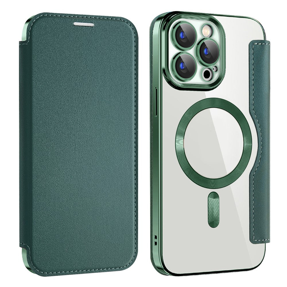 AMORUS For iPhone 15 Pro Case Compatible with MagSafe RFID Blocking Card Holder Leather Phone Cover