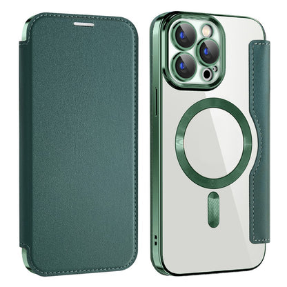 AMORUS For iPhone 15 Pro Case Compatible with MagSafe RFID Blocking Card Holder Leather Phone Cover