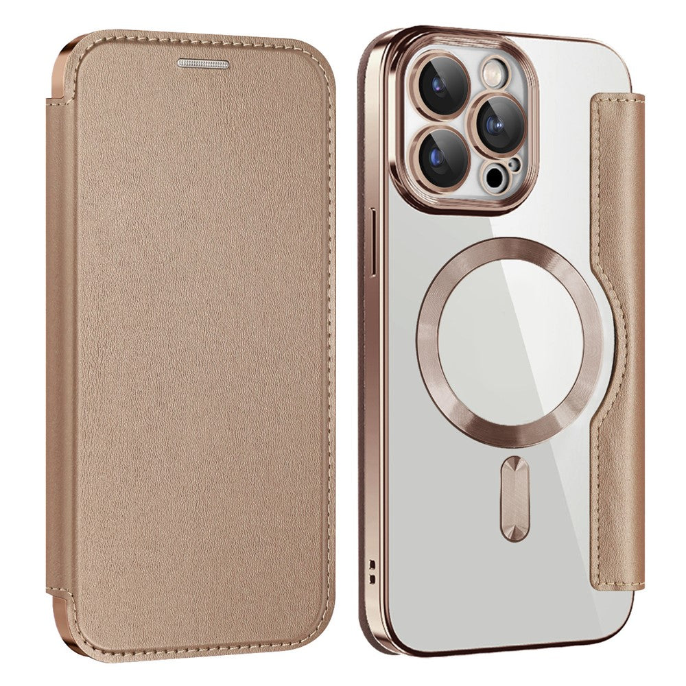 AMORUS For iPhone 15 Pro Case Compatible with MagSafe RFID Blocking Card Holder Leather Phone Cover