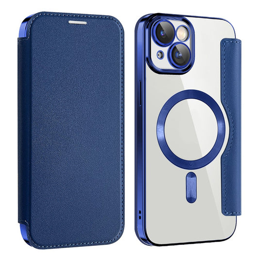 AMORUS For iPhone 15 Plus Case Compatible with MagSafe RFID Blocking Card Holder Leather Phone Cover