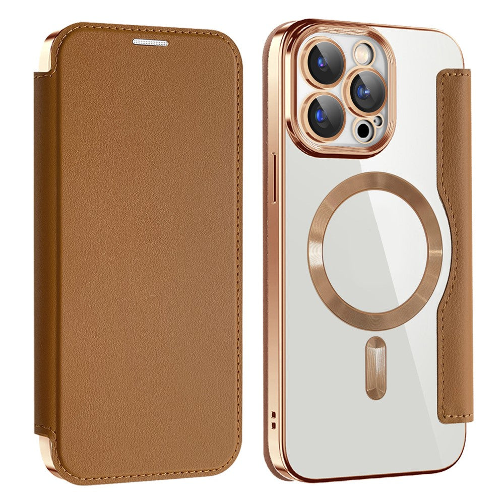 AMORUS For iPhone 15 Pro Max Case Compatible with MagSafe RFID Blocking Card Holder Leather Phone Cover