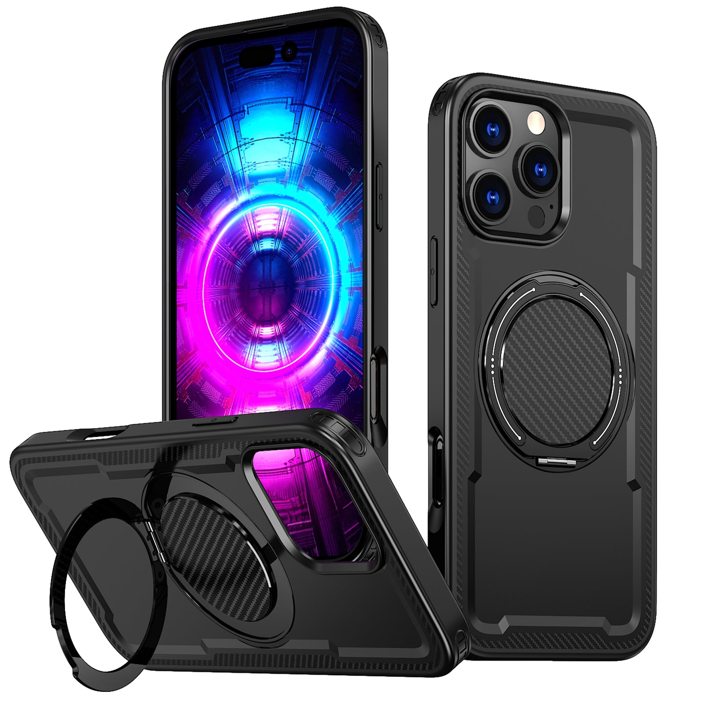For iPhone 15 Pro Case Compatible with MagSafe TPU + PC Kickstand Phone Cover