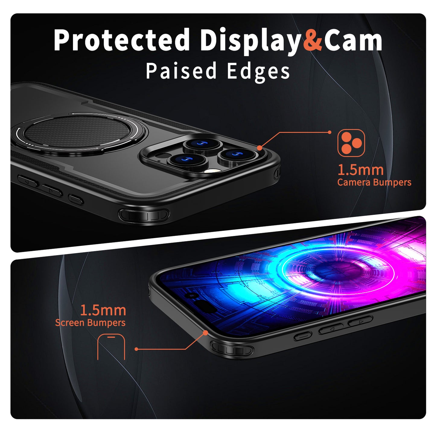 For iPhone 15 Pro Case Compatible with MagSafe TPU + PC Kickstand Phone Cover