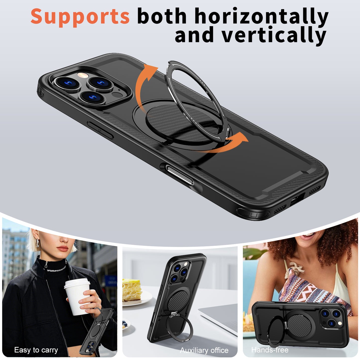 For iPhone 15 Pro Case Compatible with MagSafe TPU + PC Kickstand Phone Cover