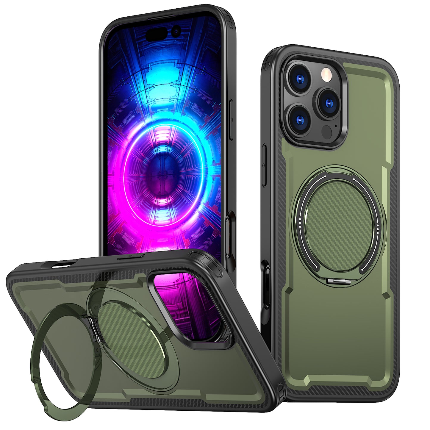 For iPhone 15 Pro Case Compatible with MagSafe TPU + PC Kickstand Phone Cover