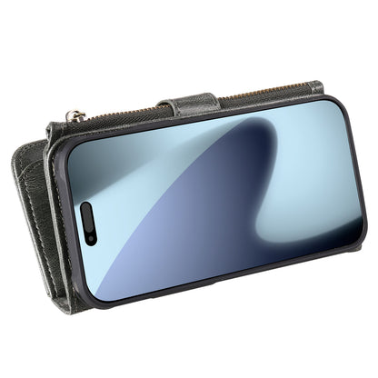 For iPhone 17 Pro Max Phone Case PU Leather Zipper Wallet Detachable Cover