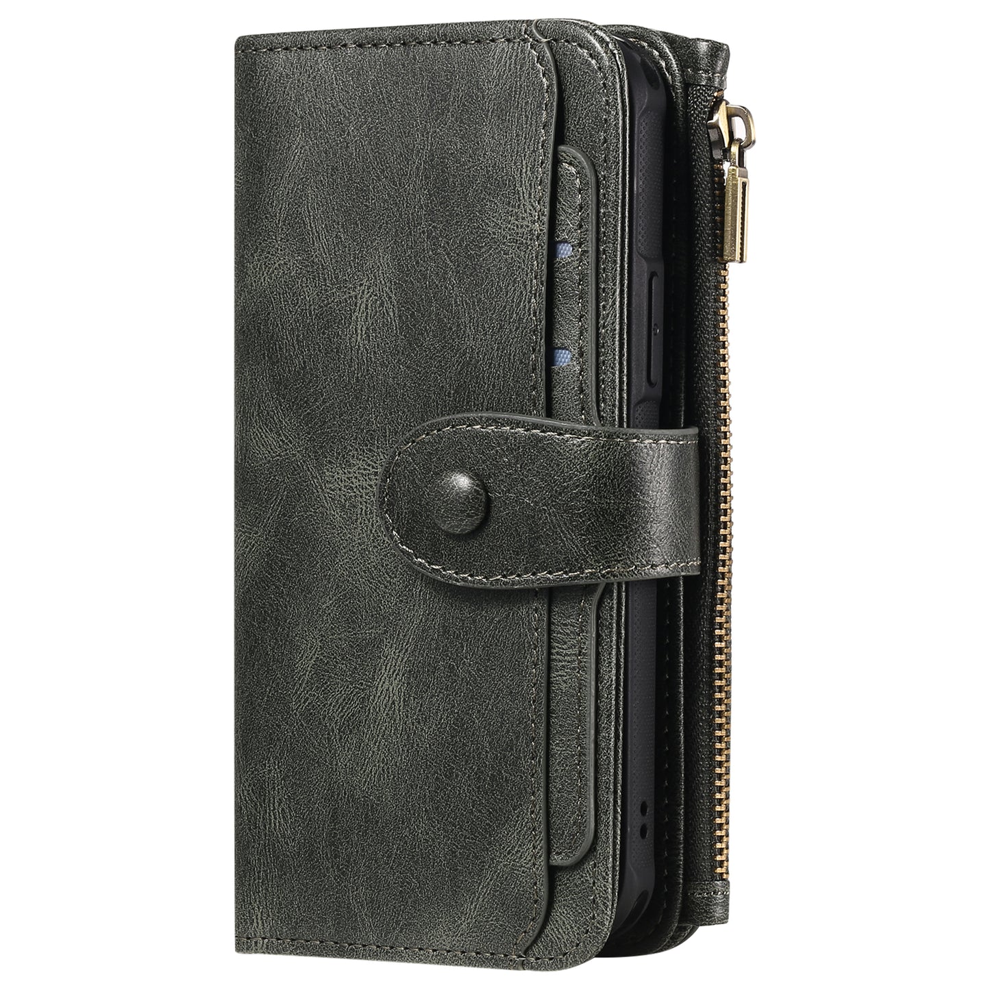 For iPhone 17 Phone Case PU Leather Zipper Wallet Detachable Cover