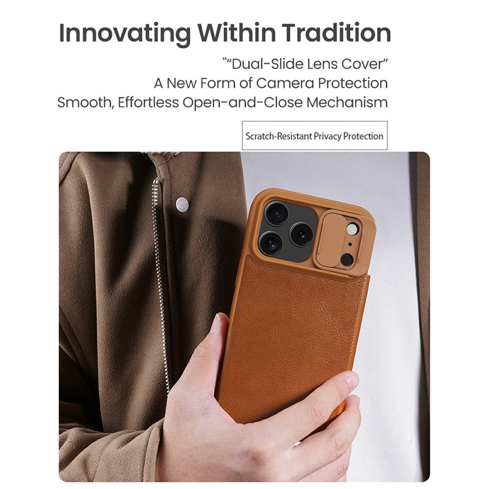 NILLKIN Qin Pro Series for iPhone 17 Pro Case with Card Slots Leather Phone Cover