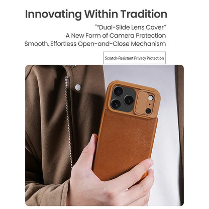 NILLKIN Qin Pro Series for iPhone 17 Pro Case with Card Slots Leather Phone Cover