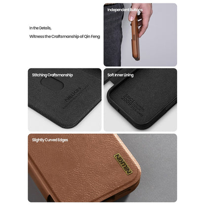 NILLKIN Qin Pro Series for iPhone 17 Pro Case with Card Slots Leather Phone Cover