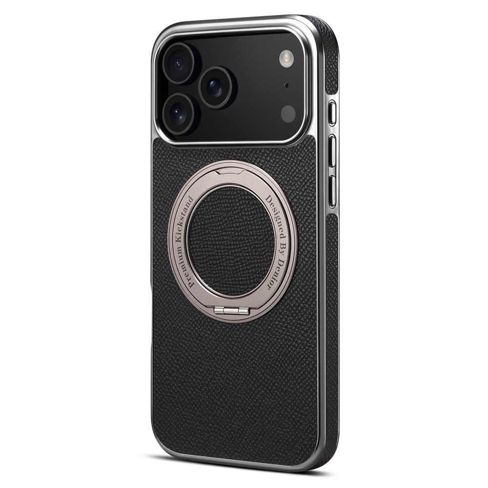 For iPhone 17 Pro Max Kickstand Case Genuine Cow Leather Back Cover Compatible with MagSafe