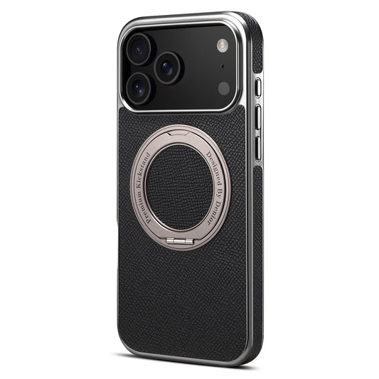 For iPhone 17 Pro Max Kickstand Case Genuine Cow Leather Back Cover Compatible with MagSafe