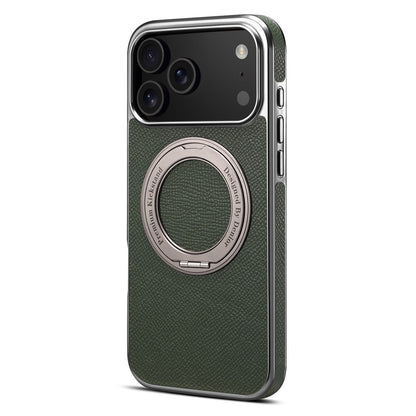For iPhone 17 Pro Max Kickstand Case Genuine Cow Leather Back Cover Compatible with MagSafe
