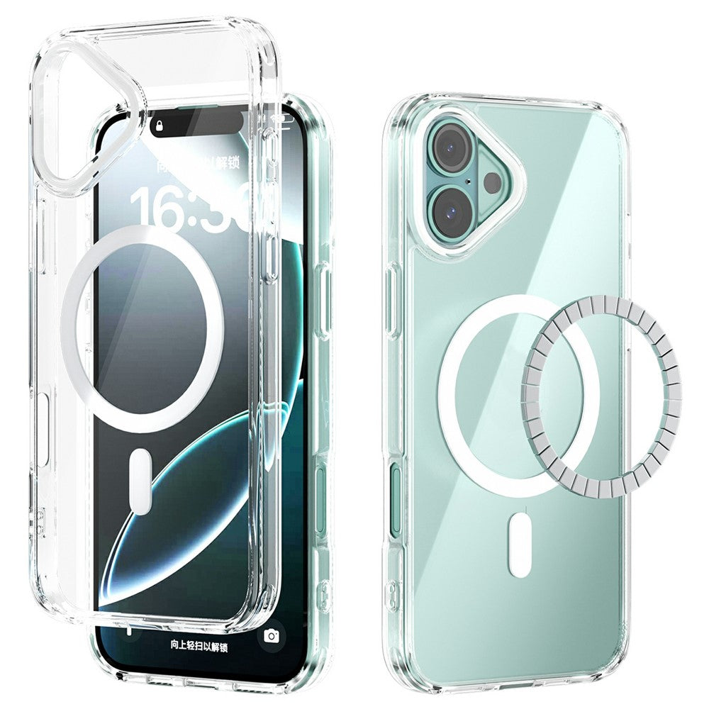 ABEEL For iPhone 16 Case Compatible with MagSafe Anti Scratch Clear TPU PC Phone Back Cover