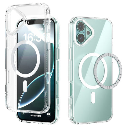 ABEEL For iPhone 16 Case Compatible with MagSafe Anti Scratch Clear TPU PC Phone Back Cover