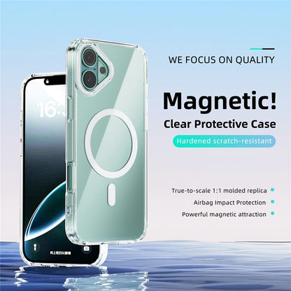 ABEEL For iPhone 16 Case Compatible with MagSafe Anti Scratch Clear TPU PC Phone Back Cover
