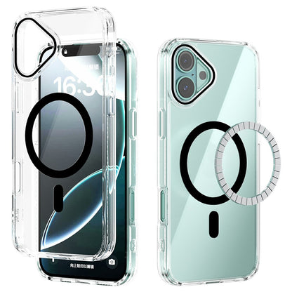 ABEEL For iPhone 16 Case Compatible with MagSafe Anti Scratch Clear TPU PC Phone Back Cover