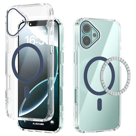 ABEEL For iPhone 16 Case Compatible with MagSafe Anti Scratch Clear TPU PC Phone Back Cover