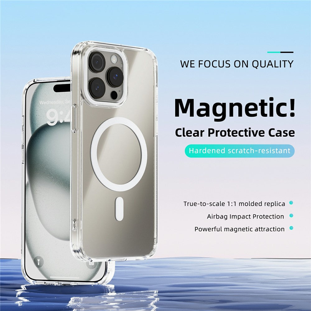 ABEEL For iPhone 15 Pro Case Compatible with MagSafe Anti Scratch Clear TPU PC Phone Back Cover