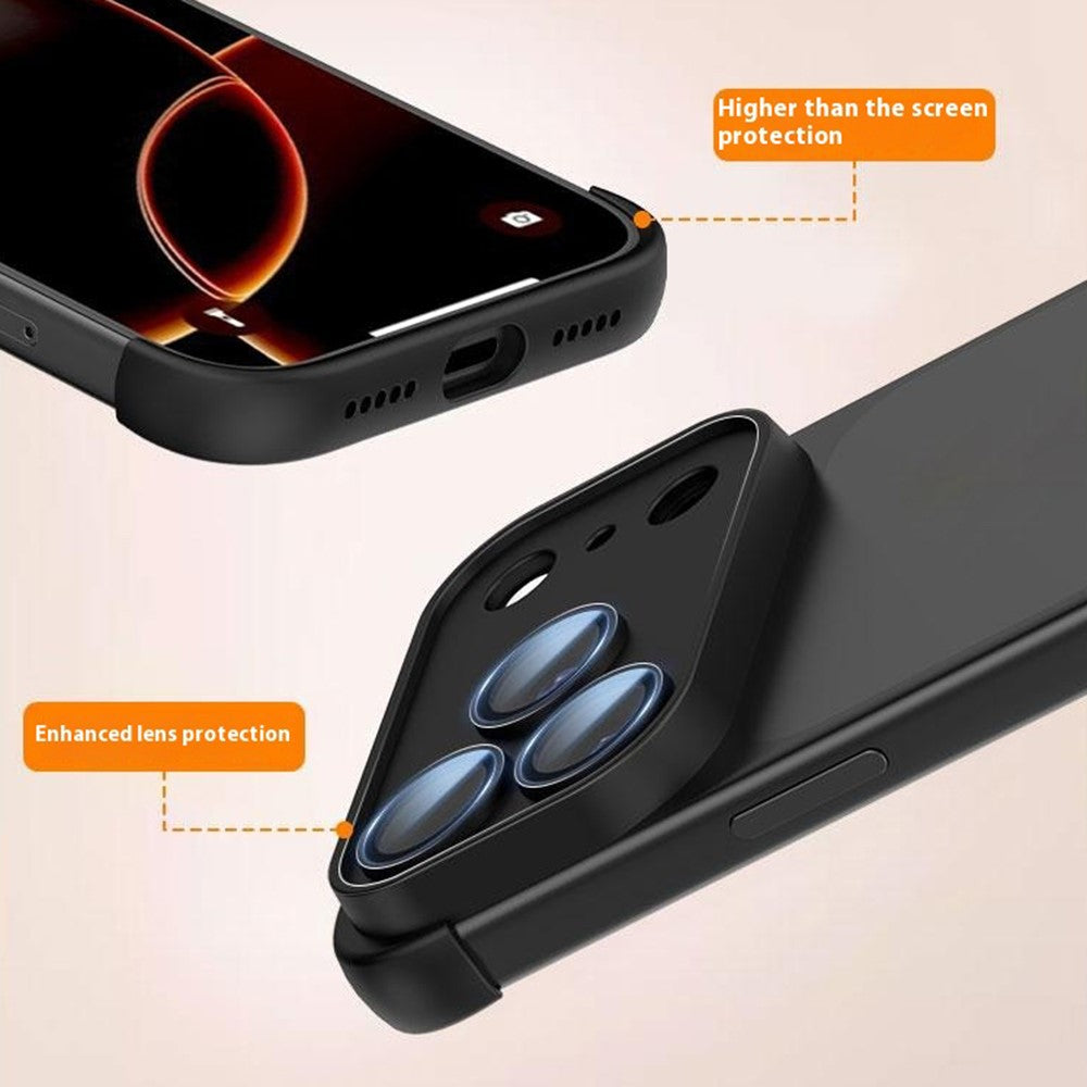 For iPhone 17 Pro Frameless Case Corner Edge Protection TPU Silicone Cover with Camera Lens Protector