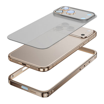 For iPhone 17 Pro Max Metal Clear Case Safety Lock Matte Anti-Fingerprint Back Cover