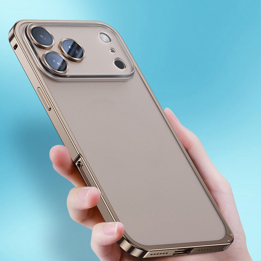 For iPhone 17 Pro Max Metal Clear Case Safety Lock Matte Anti-Fingerprint Back Cover