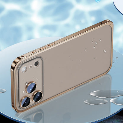 For iPhone 17 Pro Max Metal Clear Case Safety Lock Matte Anti-Fingerprint Back Cover