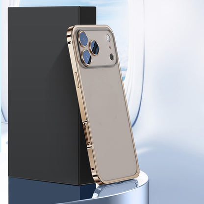 For iPhone 17 Pro Max Metal Clear Case Safety Lock Matte Anti-Fingerprint Back Cover