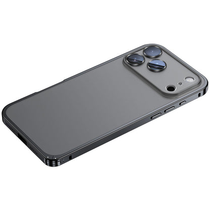 For iPhone 17 Pro Max Metal Clear Case Safety Lock Matte Anti-Fingerprint Back Cover