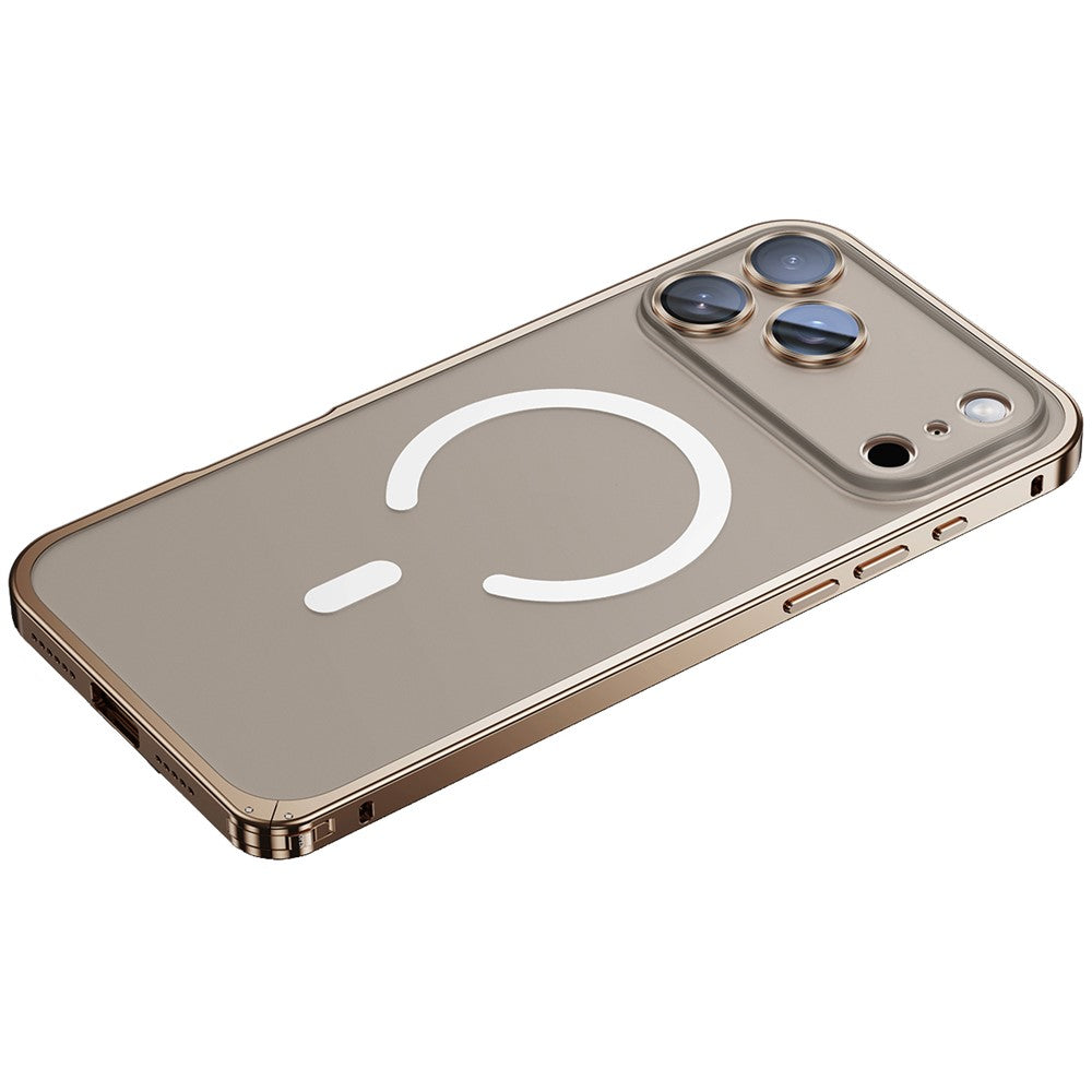 For iPhone 17 Pro Metal Clear Case Compatible with MagSafe Safety Lock Back Cover
