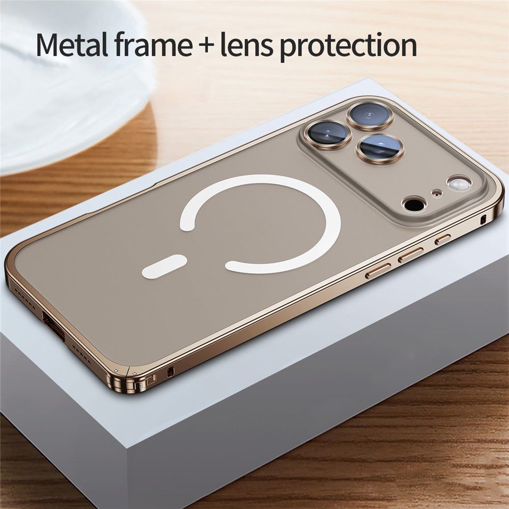 For iPhone 17 Pro Metal Clear Case Compatible with MagSafe Safety Lock Back Cover