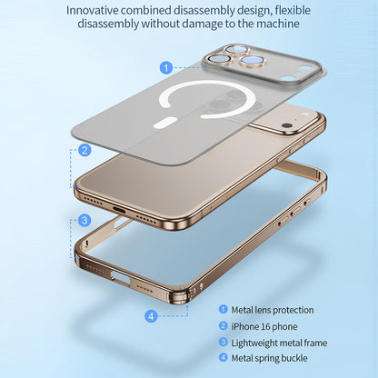 For iPhone 17 Pro Metal Clear Case Compatible with MagSafe Safety Lock Back Cover