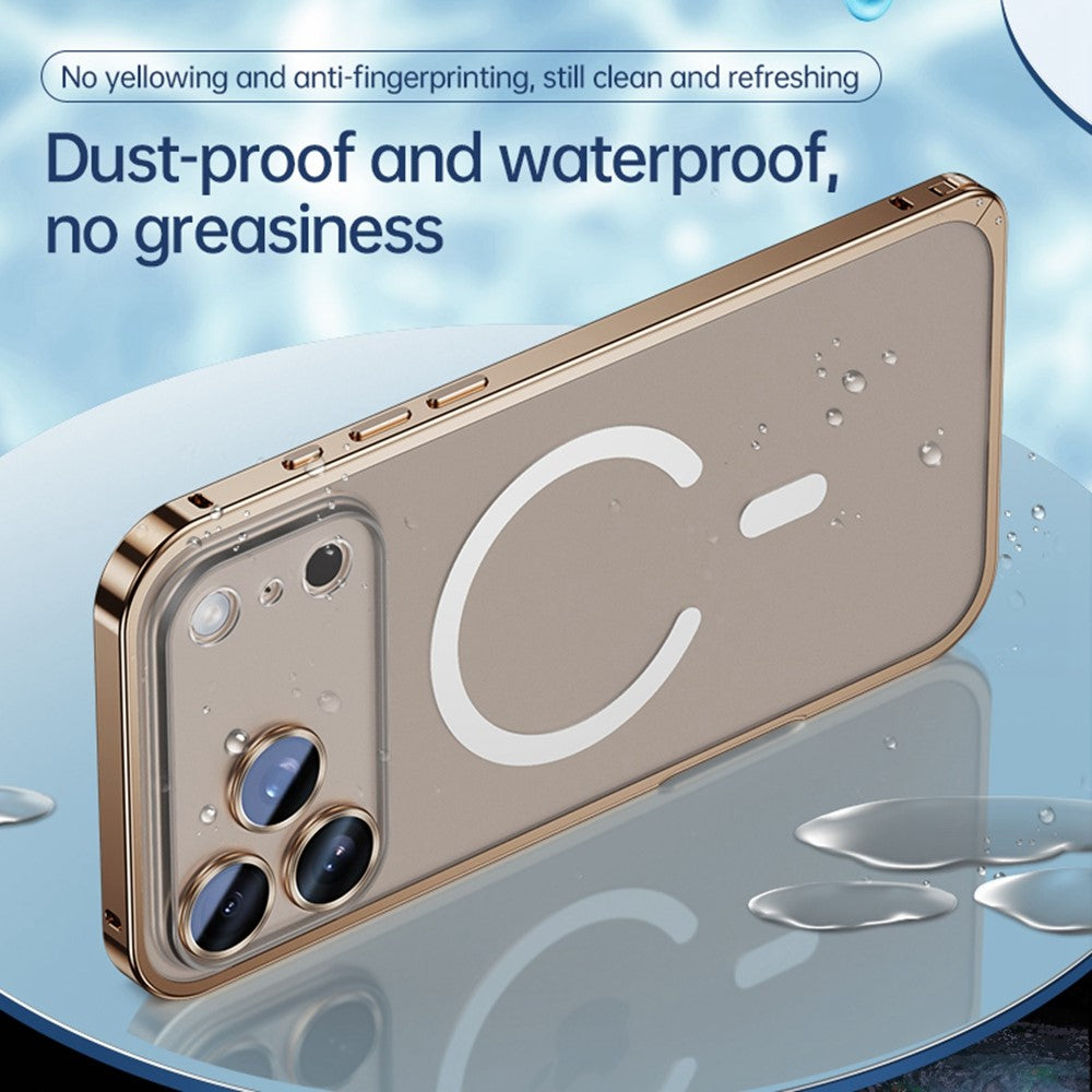 For iPhone 17 Pro Metal Clear Case Compatible with MagSafe Safety Lock Back Cover