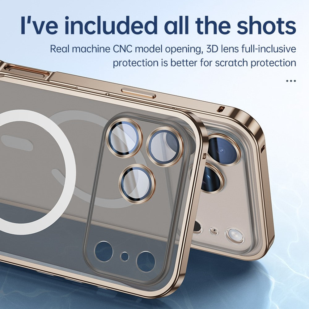 For iPhone 17 Pro Metal Clear Case Compatible with MagSafe Safety Lock Back Cover