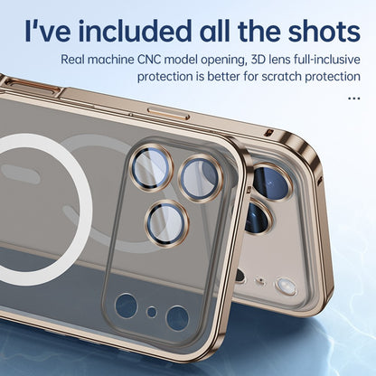 For iPhone 17 Pro Metal Clear Case Compatible with MagSafe Safety Lock Back Cover