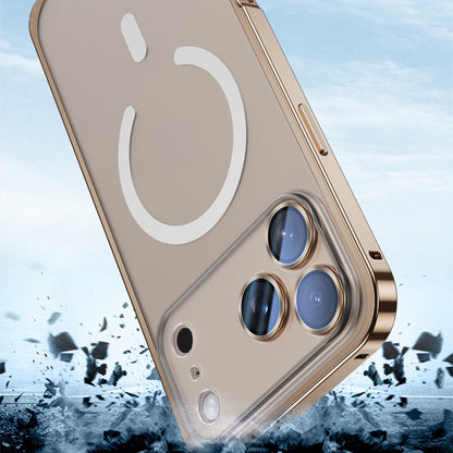 For iPhone 17 Pro Metal Clear Case Compatible with MagSafe Safety Lock Back Cover