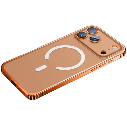 For iPhone 17 Pro Metal Clear Case Compatible with MagSafe Safety Lock Back Cover