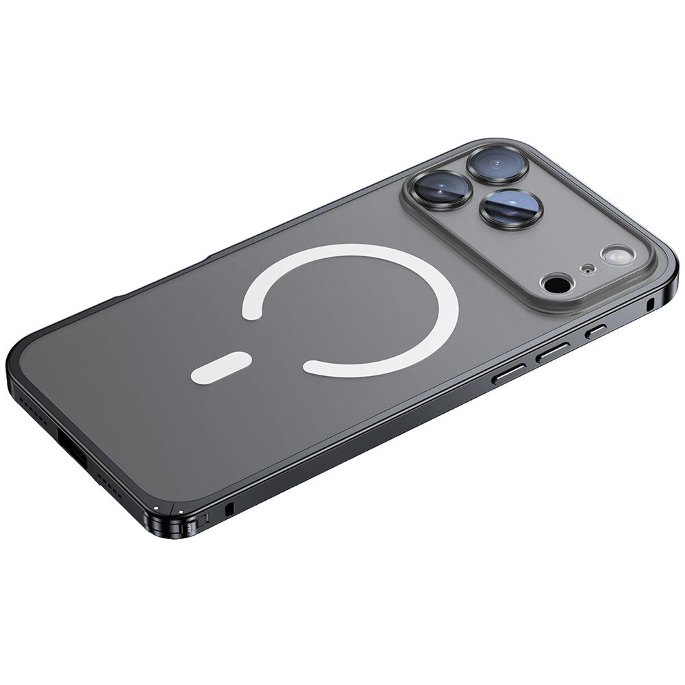 For iPhone 17 Pro Metal Clear Case Compatible with MagSafe Safety Lock Back Cover