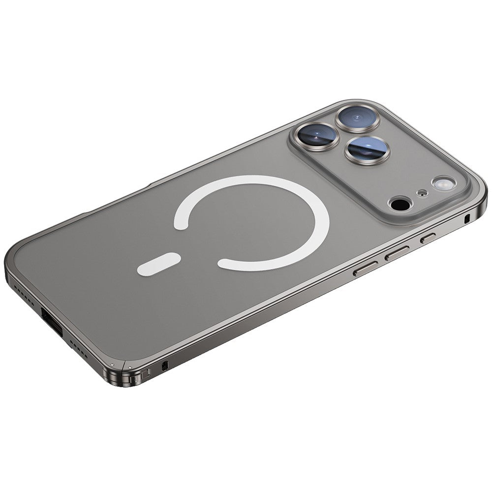 For iPhone 17 Pro Metal Clear Case Compatible with MagSafe Safety Lock Back Cover